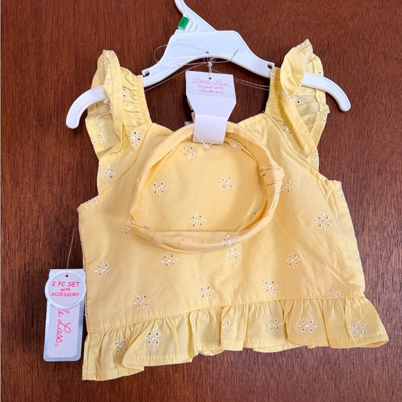 Little Lass Yellow Eyelet Button Top - Picture 4 of 4